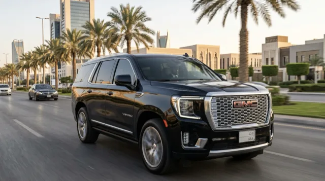Black GMC Yukon luxury chauffeur SUV in Saudi Arabia