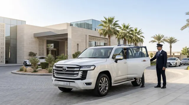 Toyota Land Cruiser with professional chauffeur in Saudi Arabia